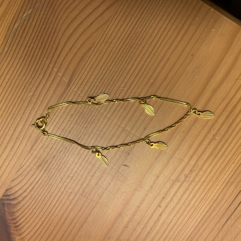 Gold Bracelet With Leaf Charms